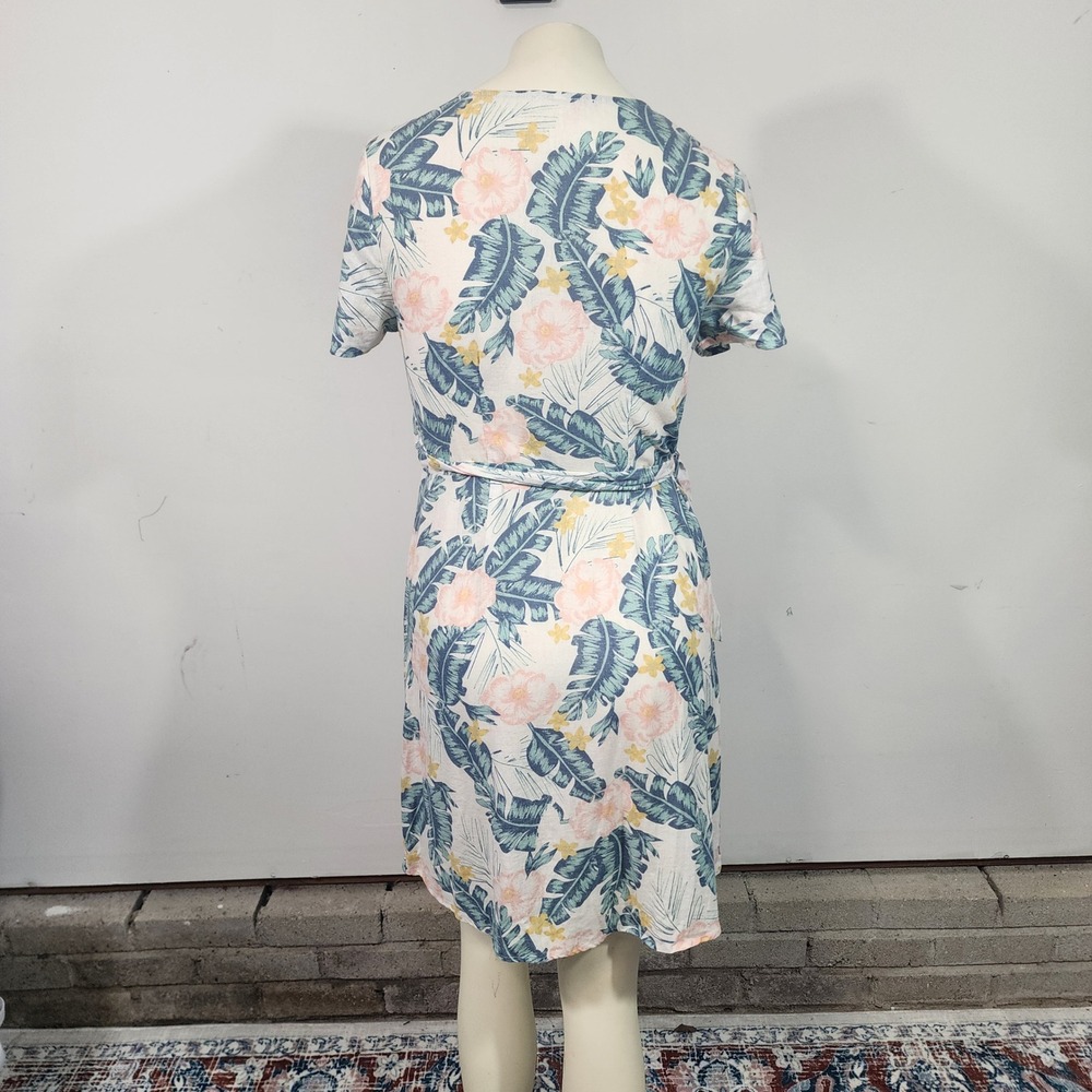 Marine Layer Linen Blend Tropical Wrap Dress Small Resort Vacation resort beach - Picture 5 of 11
